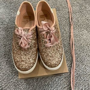 Kate Spade Keds size 6 rose gold glitter